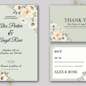 Floral Wedding RSVP and Thank You Card Design Template