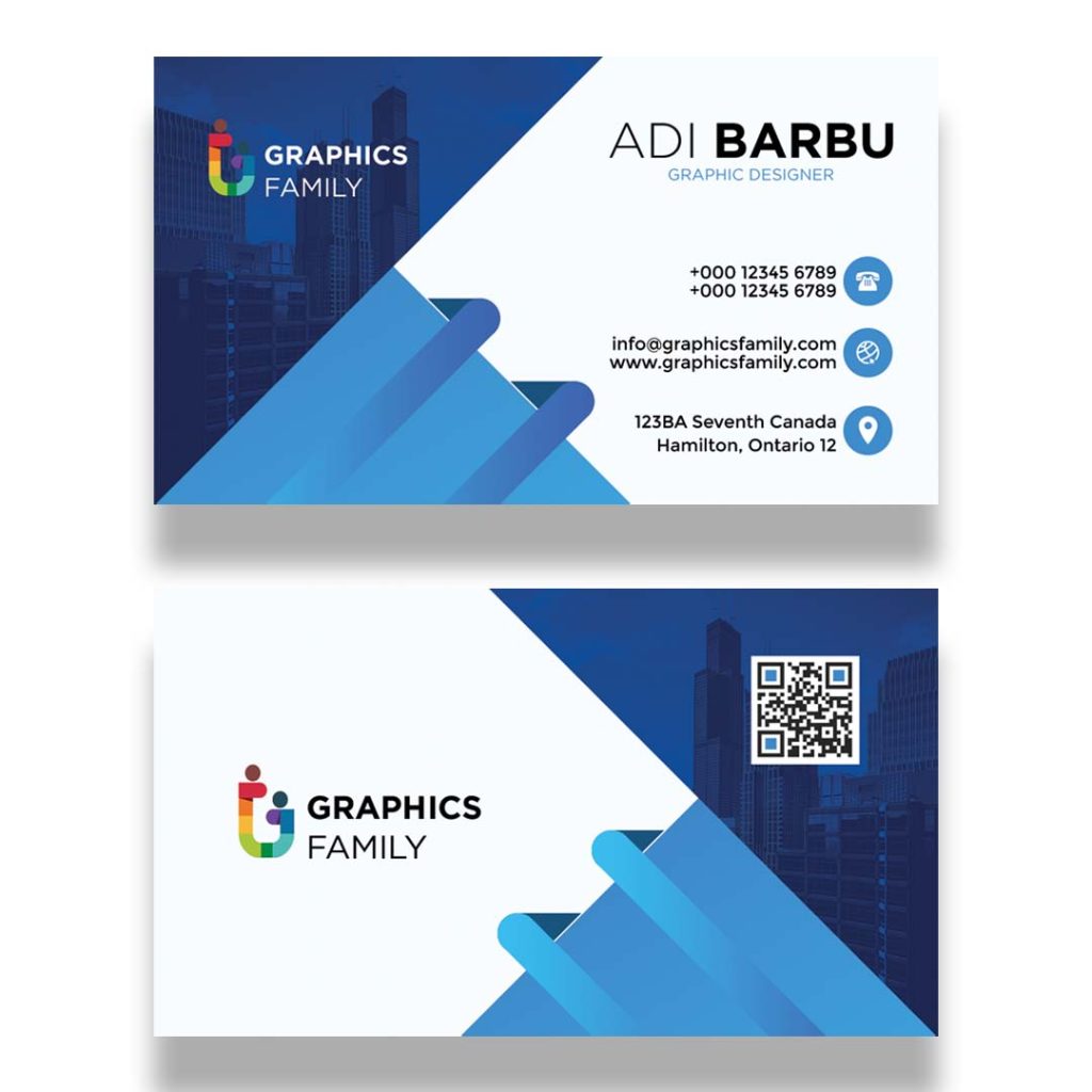 Free Blue Business Card Design Template GraphicsFamily