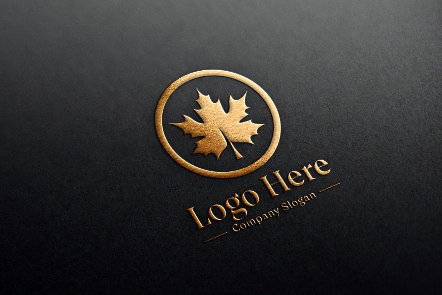 Luxury golden 3D logo mockup on black paper 1
