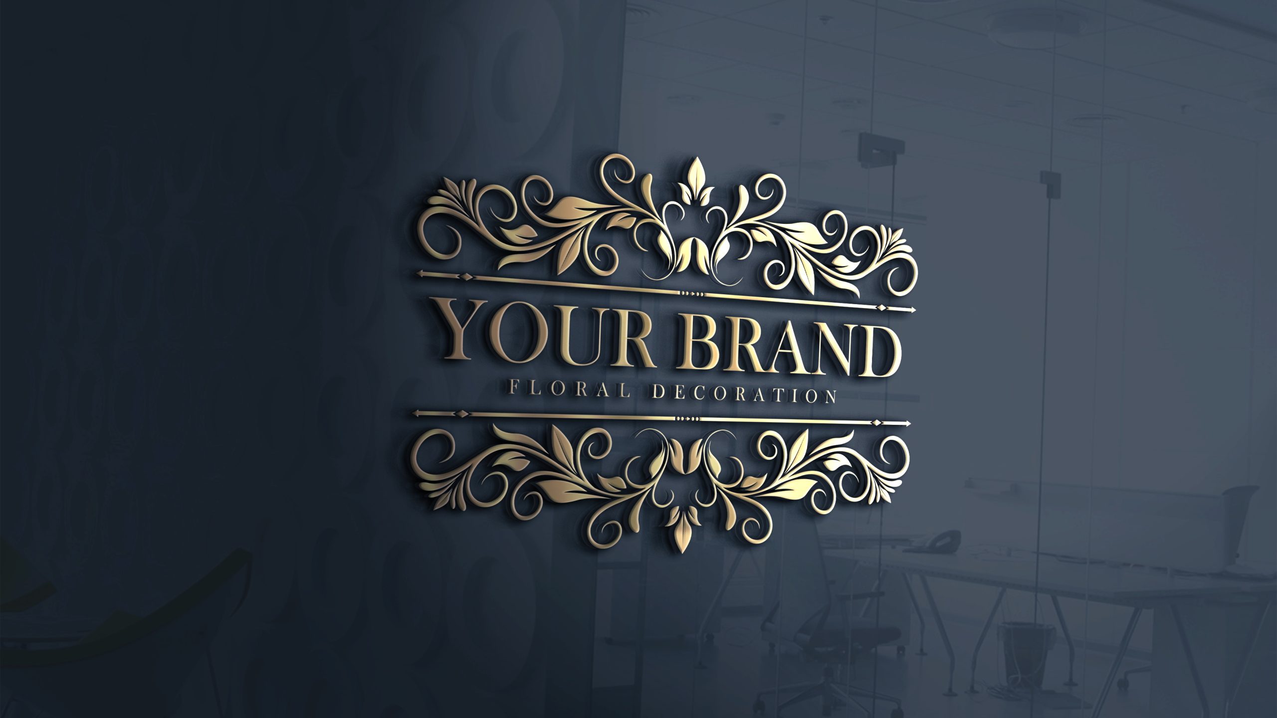 Luxury vip logo concept design for your brand with floral decoration