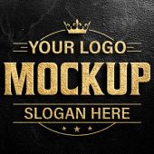 Realistic Black and Golden Logo Mockup