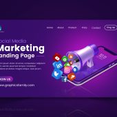 Social media marketing landing page mockup