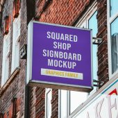 Squared shop signboard mockup