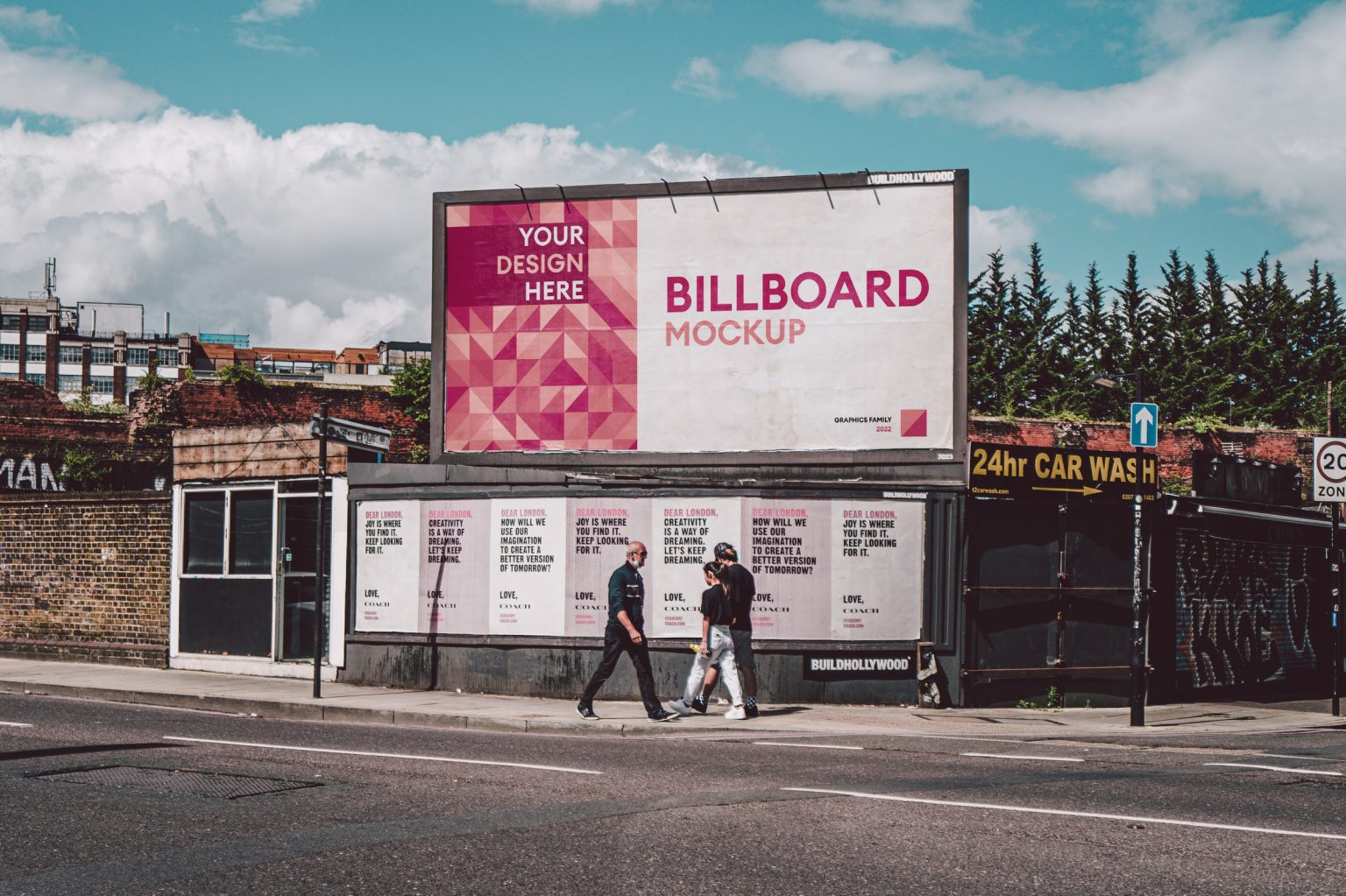 Street billboard mockup graphicsfamily