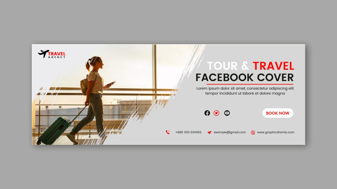 Travel Agency Simple Facebook Cover Design