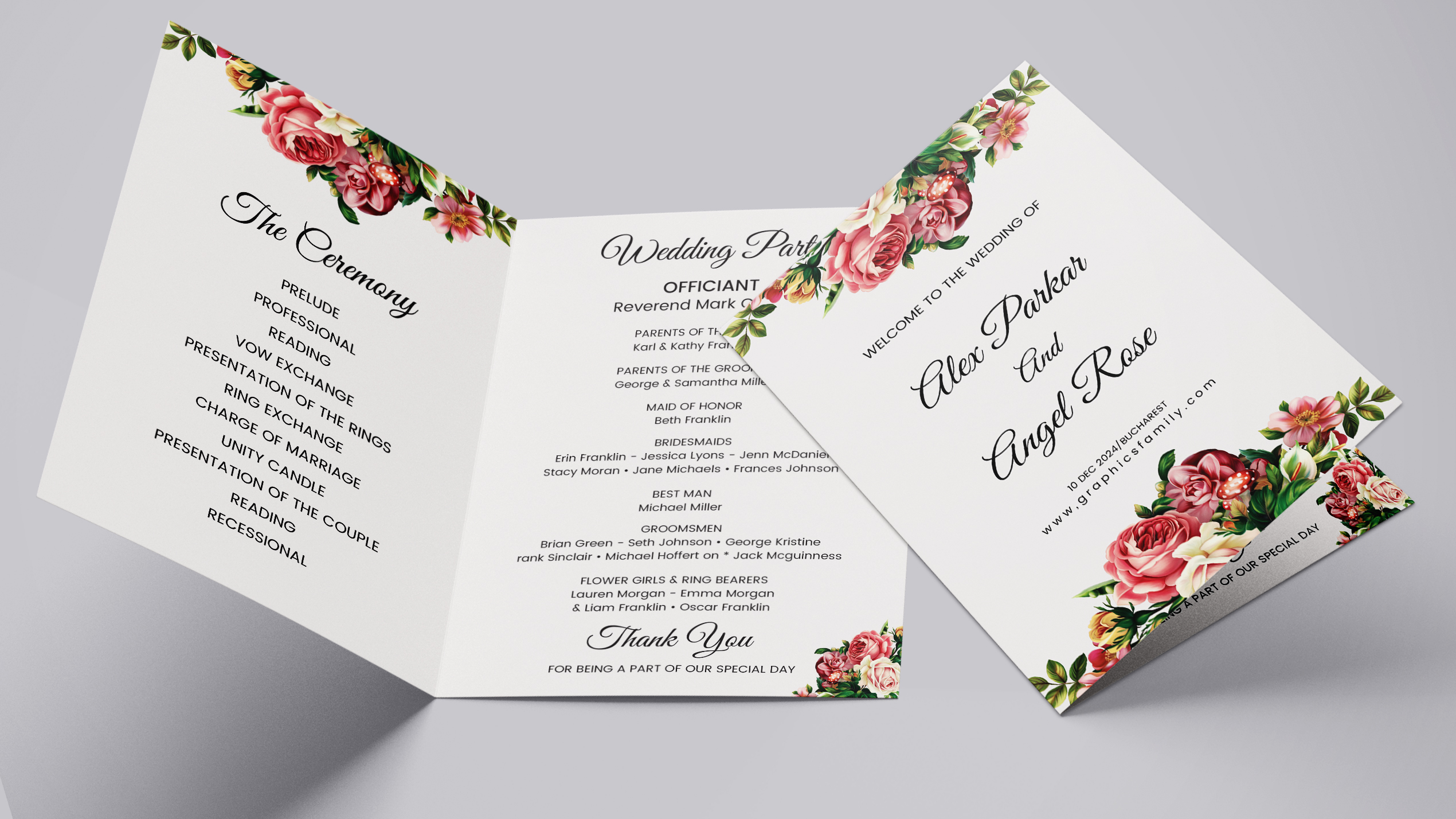 Bi Fold Greenery Wedding Program Template Printable Folded Wedding 
