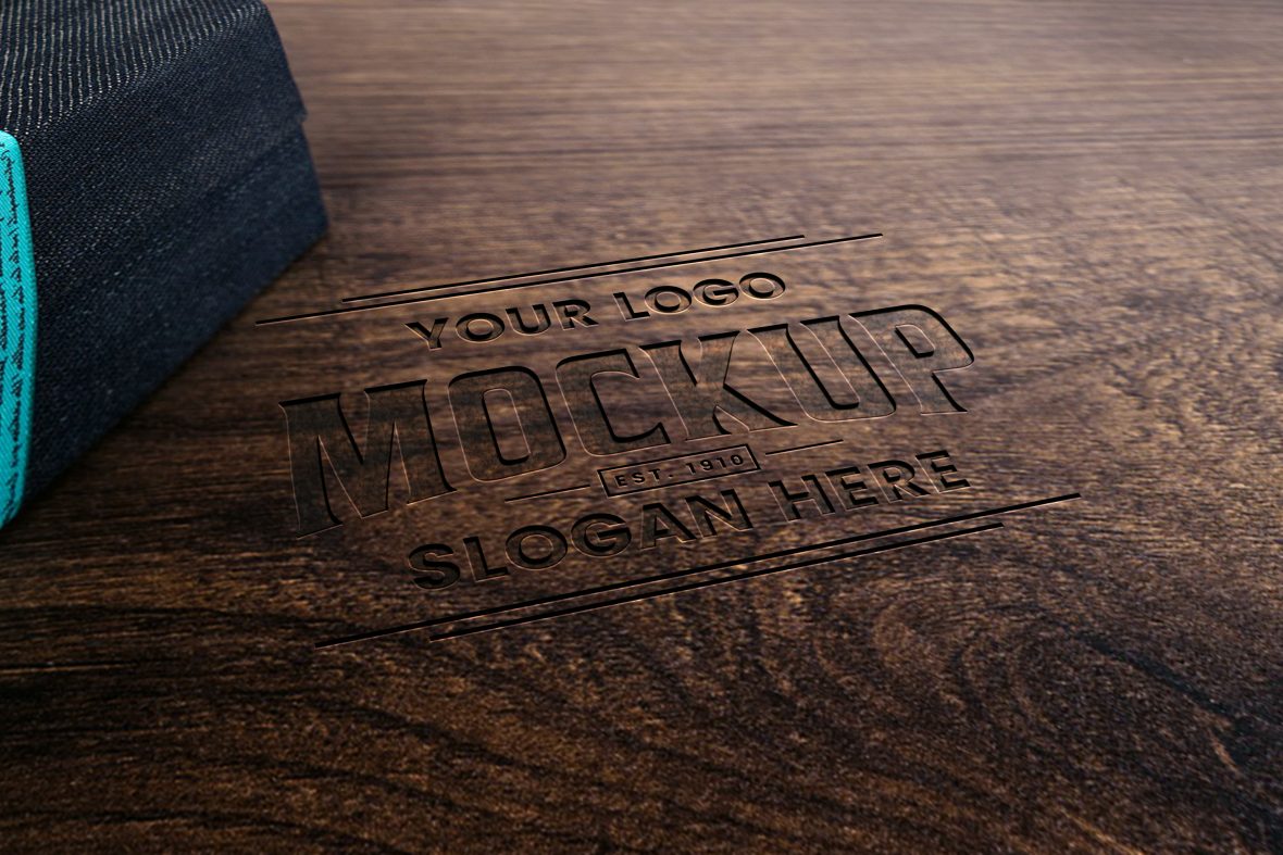 Wood Engraved 3D Logo Mockup