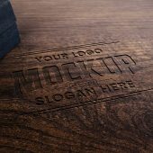 Wood Engraved 3D Logo Mockup