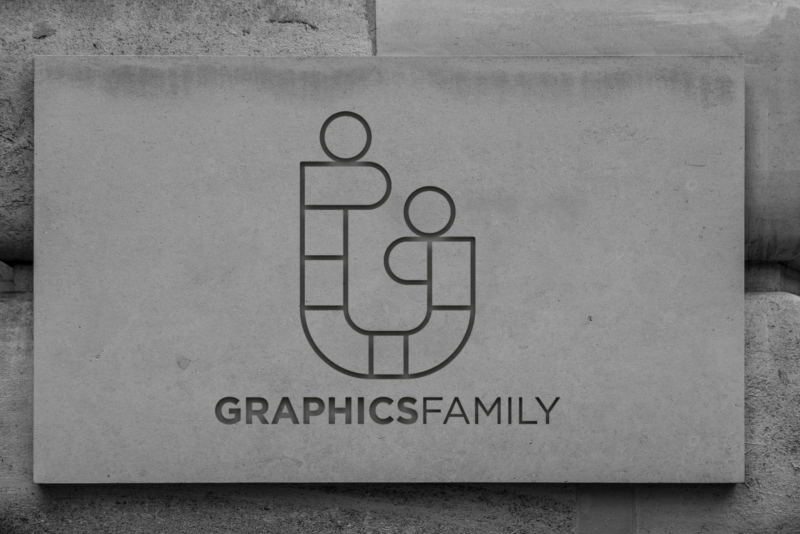 Concrete Engrave Effect Design Logo Mockup