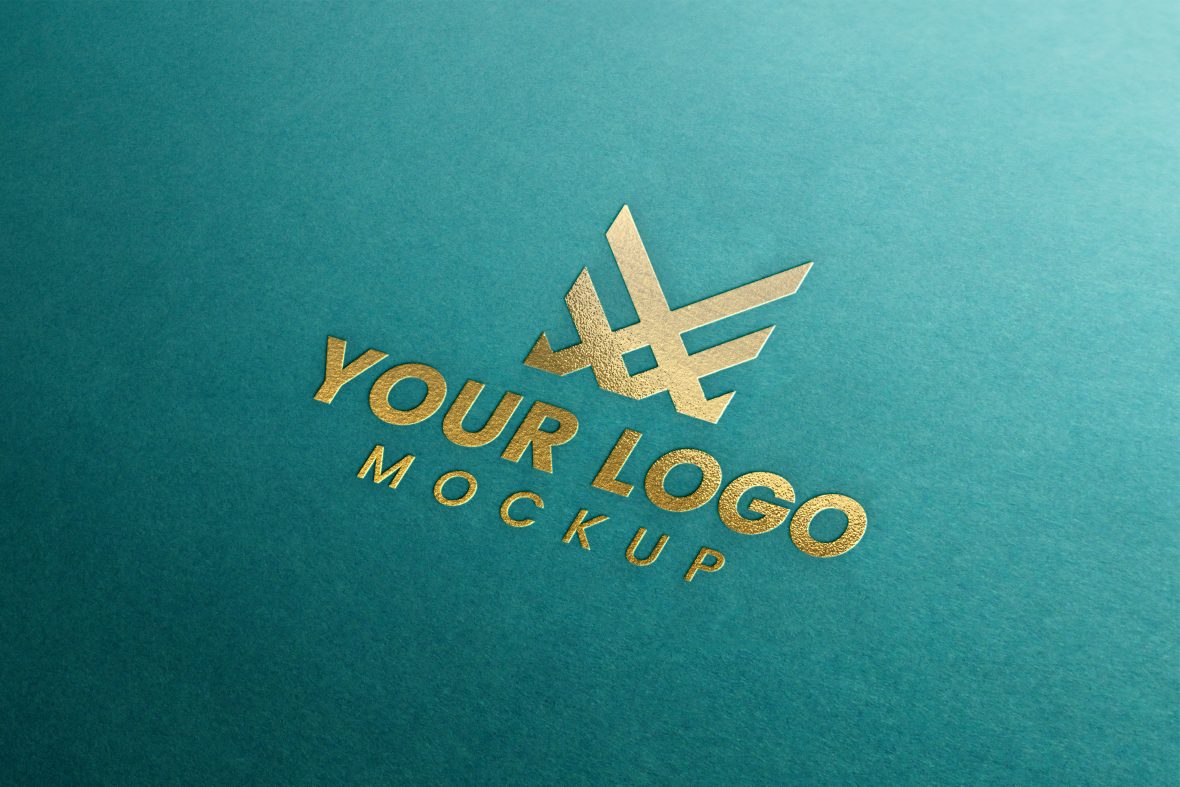 3D Gold Logo Mockup with Retro Color Background 1