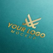3D Gold Logo Mockup with Retro Color Background