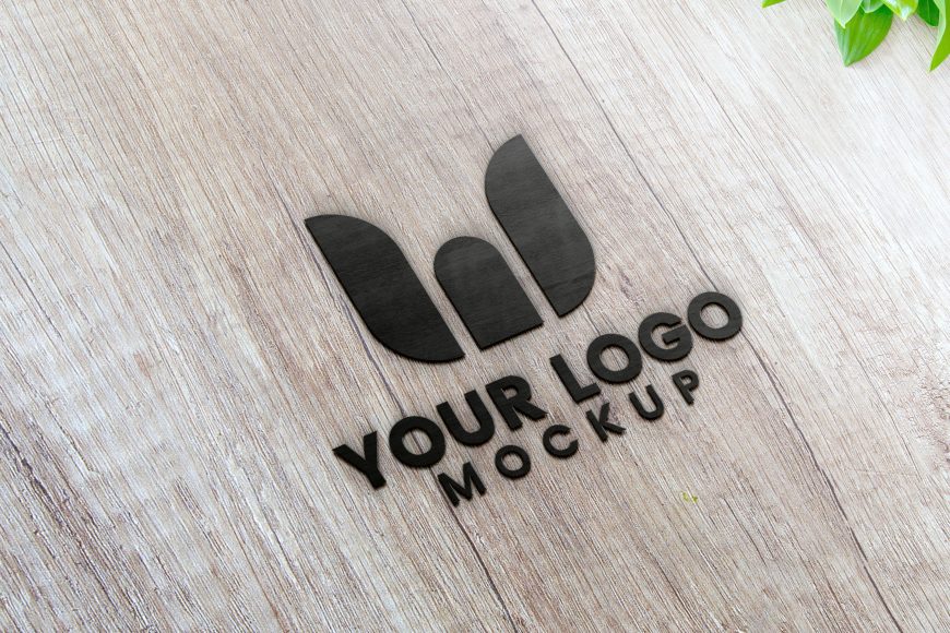 Black Wood 3D Logo Mockup