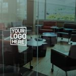 Dark Glass Office Window Logo Mockup free