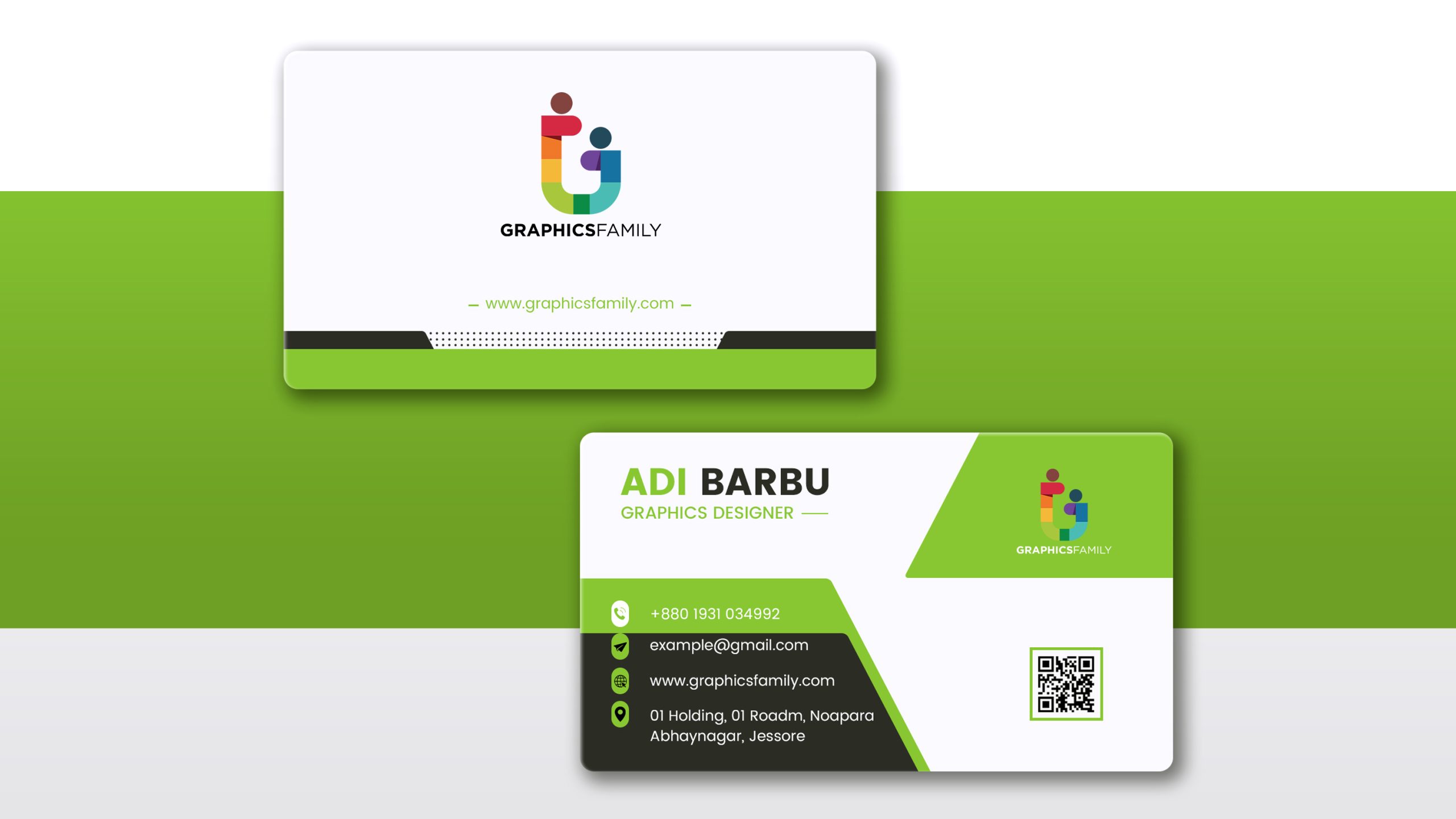 Download Green, White and Black Simple Business Card Design