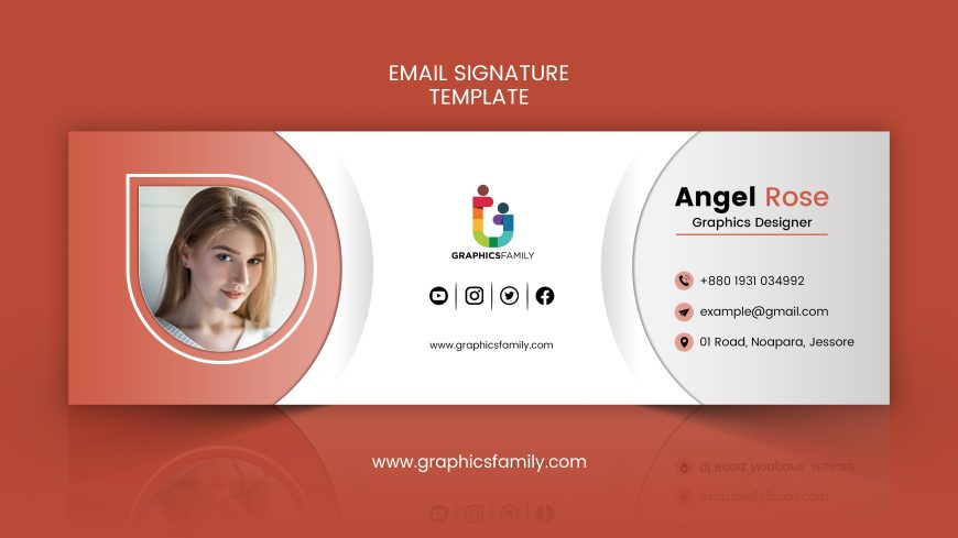 Email Signature Design In Flat Style PSD