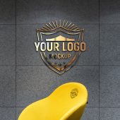 Glass Logo Mockup on Tiles Wall