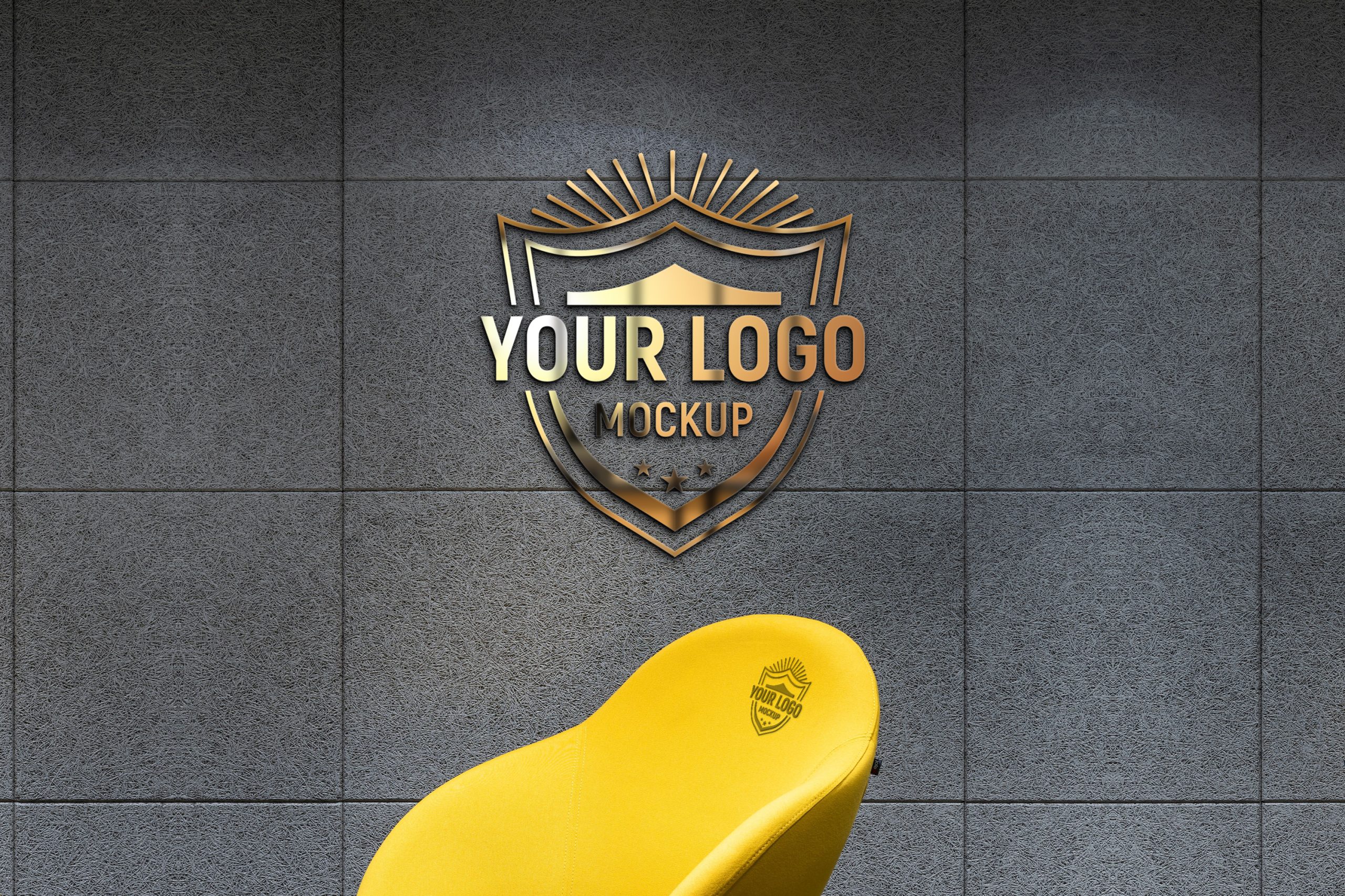 Glass Logo Mockup on Tiles Wall – GraphicsFamily