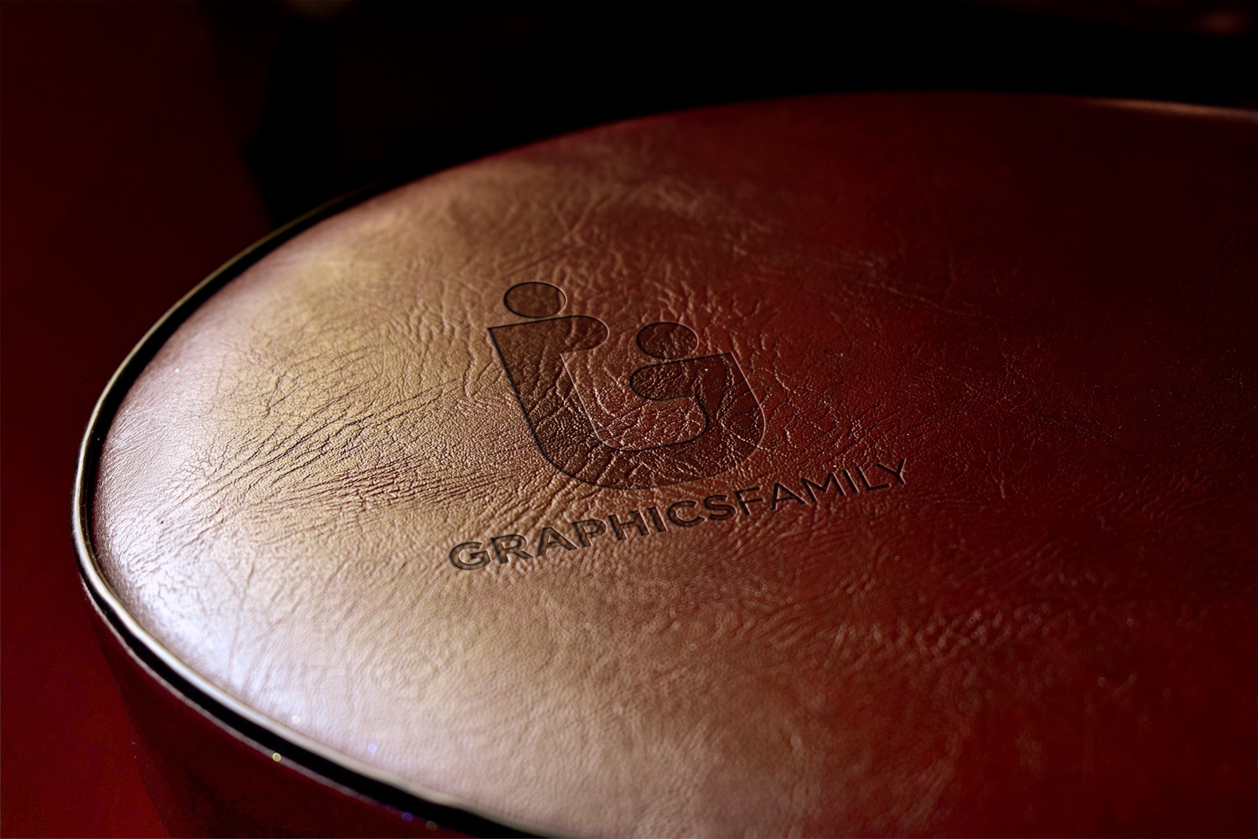 Photorealistic Leather Cutting 3D Logo Mockup Download