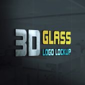 3D Glass Window Logo Mockup