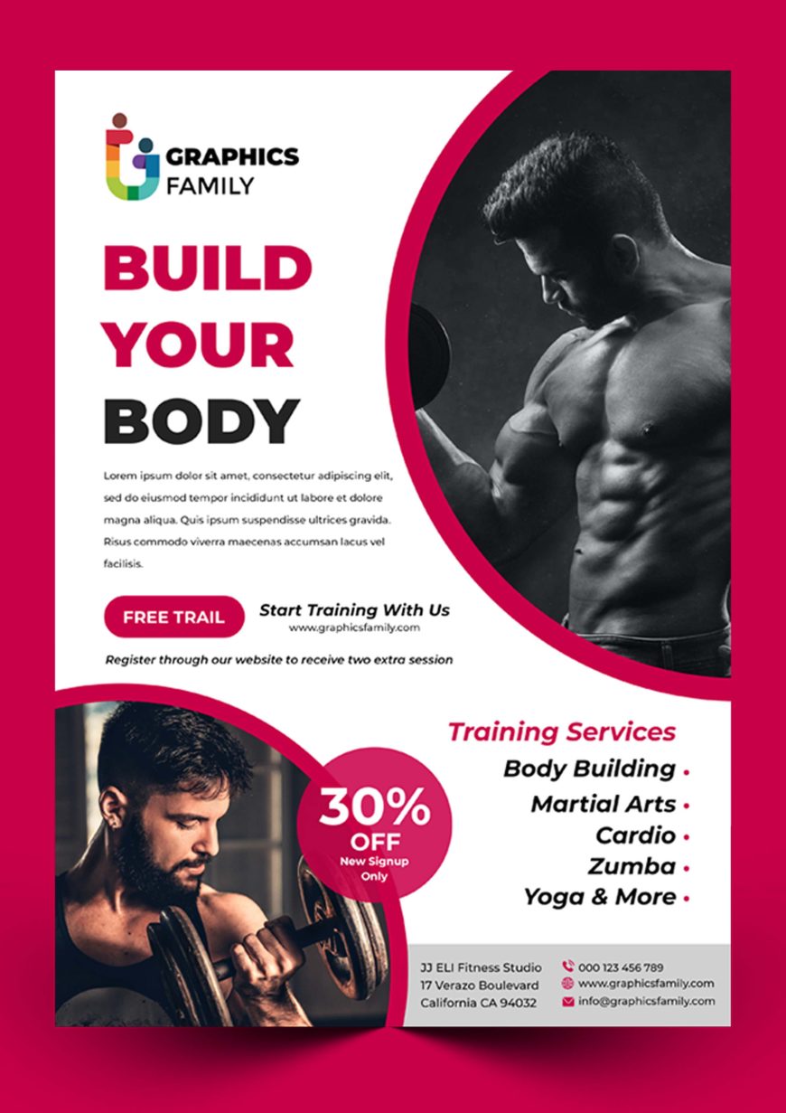 Fitness Professional Flyer Template Design