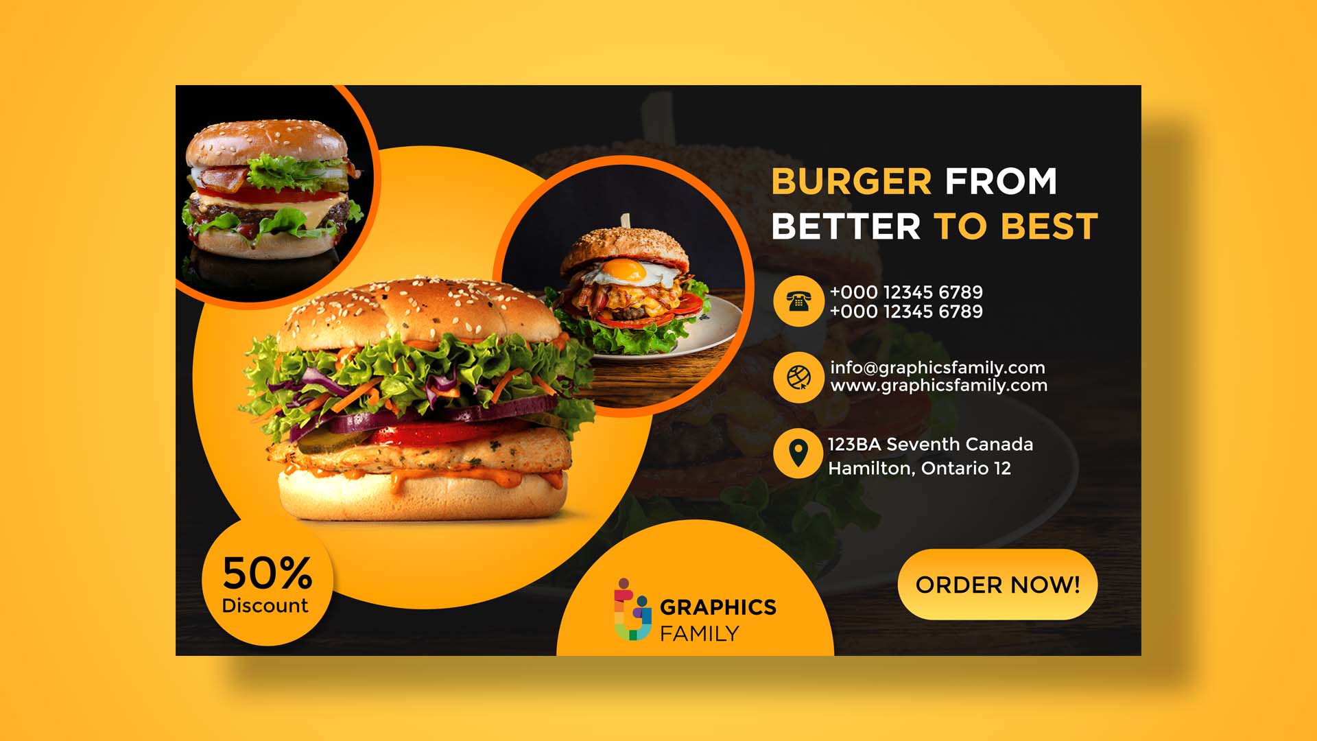 Free Burger Promo Banner Design – GraphicsFamily