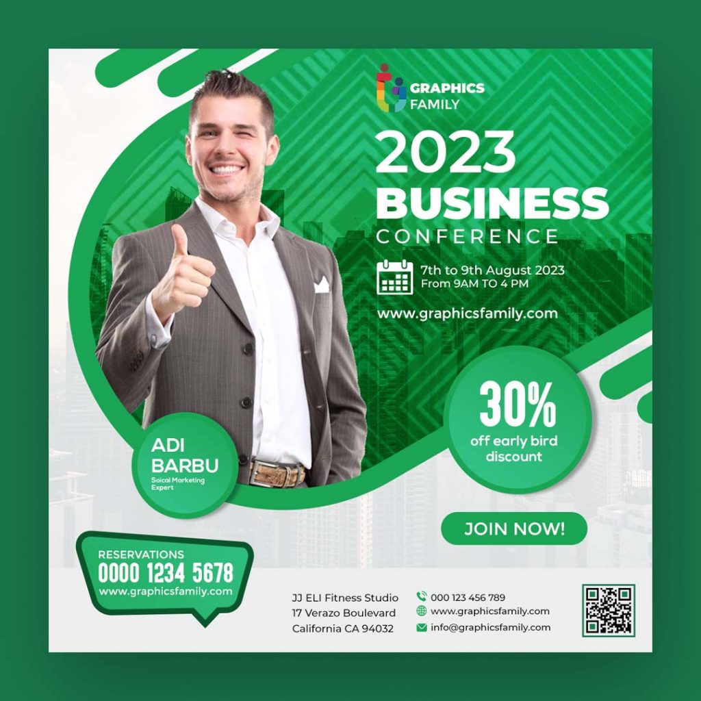 Free Business Conference Social Media Template GraphicsFamily