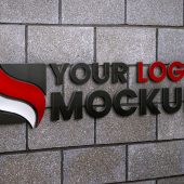 Logo Mockup on Gray Concrete Wall Bricks