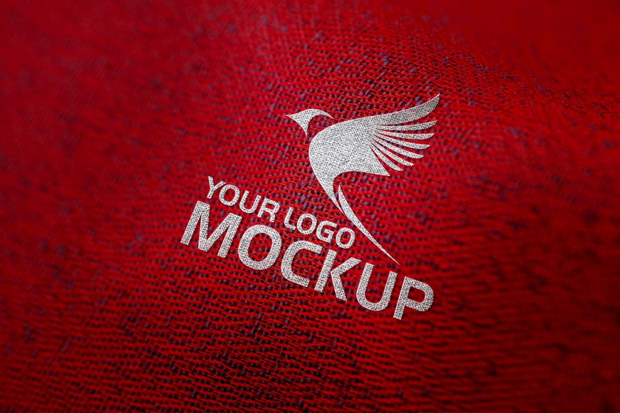 Red Fabric Logo Mockup by GraphicsFamily
