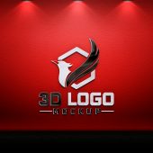 3D Logo Mockup on Red Wall