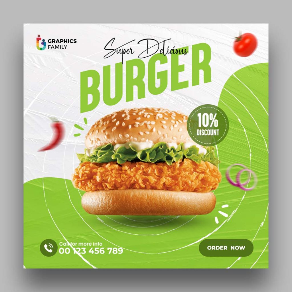 Free Burger Template for Social Media Promotion GraphicsFamily