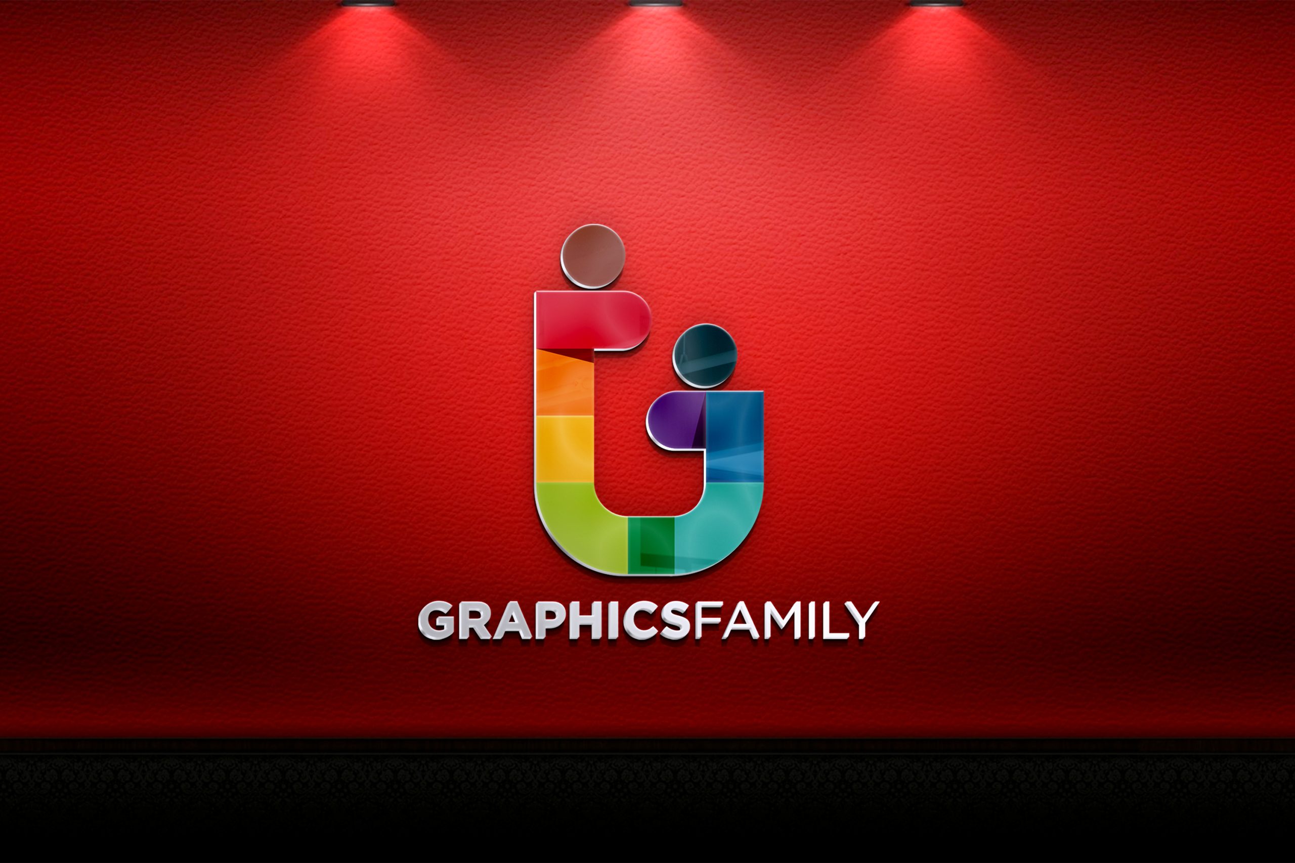 3D Logo Mockup on Red Wall