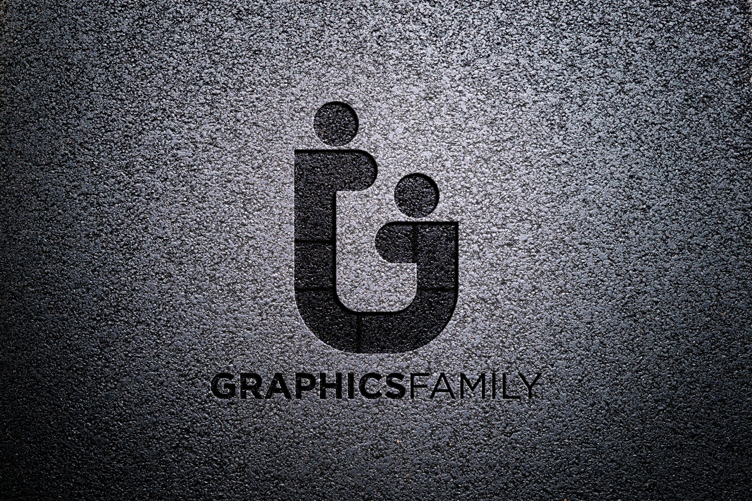 Asphalt Engrave Logo Mockup by GraphicsFamily
