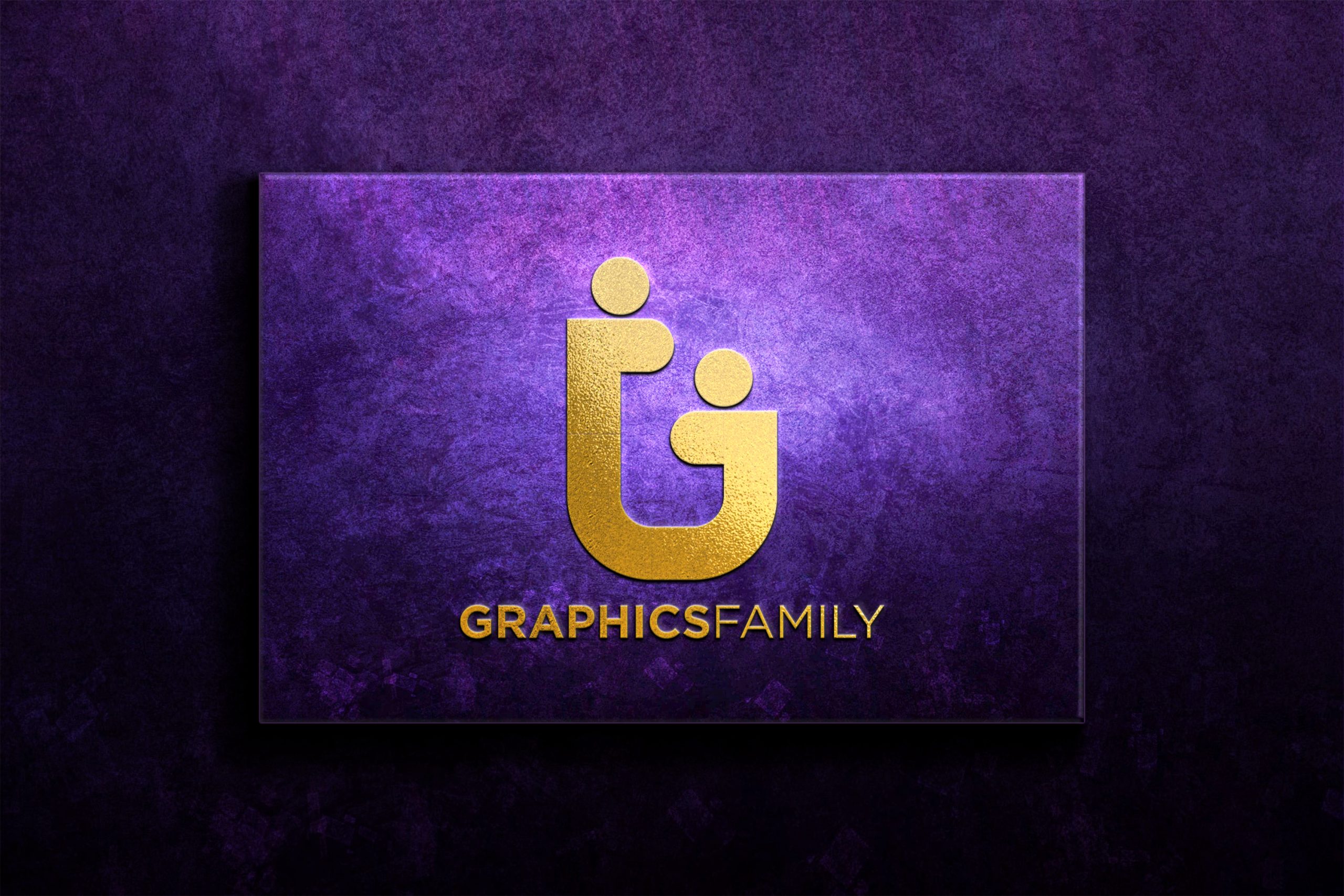 Golden Logo Mockup on Purple Abstract Background