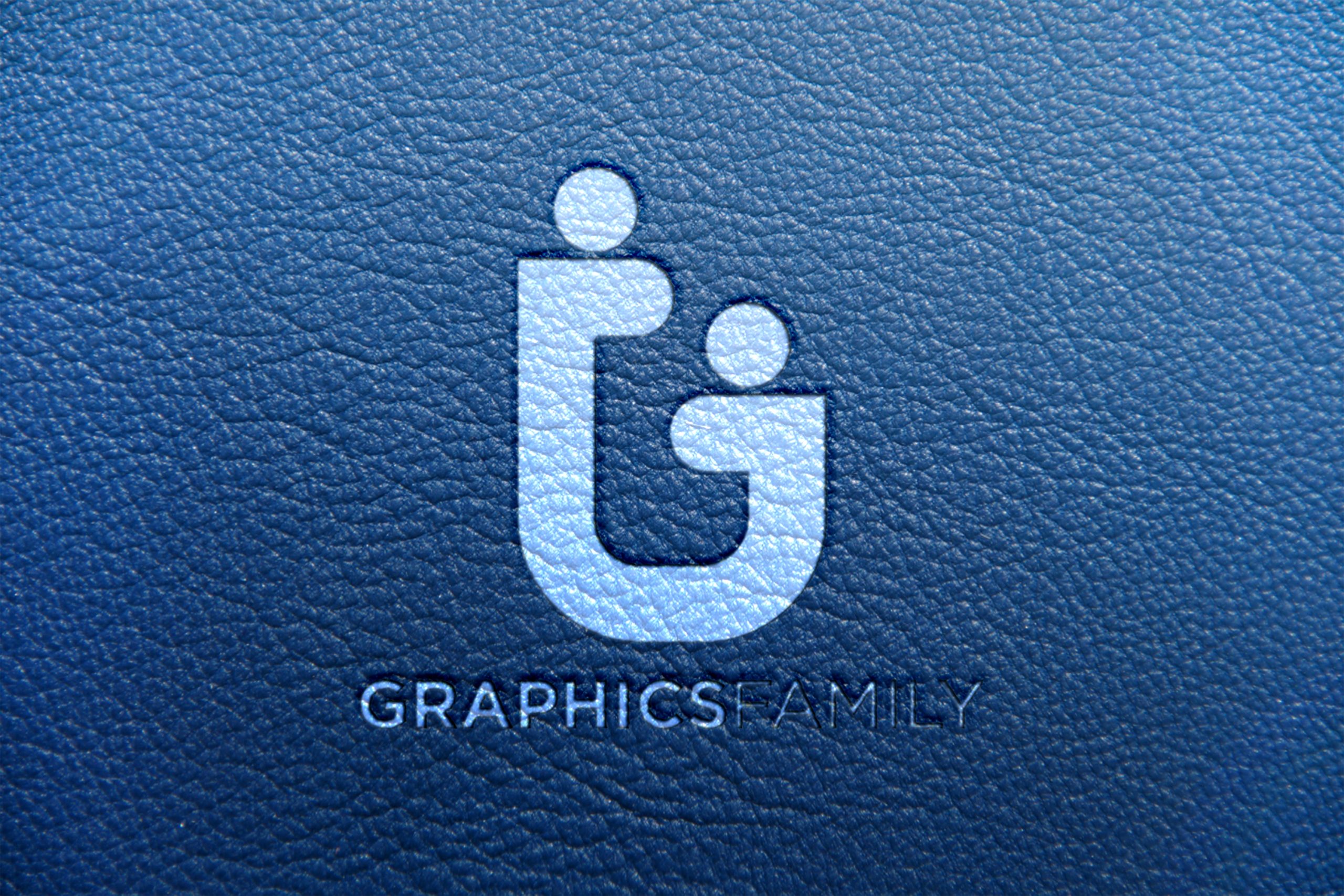 Logo Mockup on Blue Leather Background