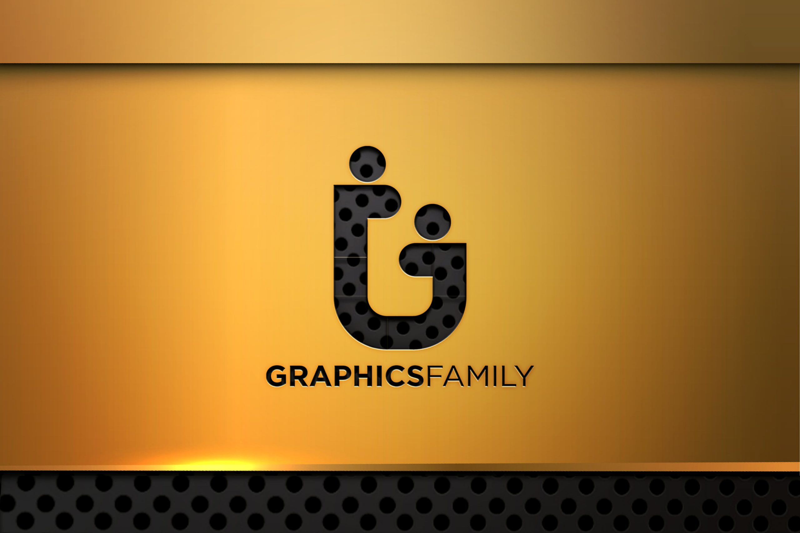 Logo Mockup on Gold and Black Background by GraphicsFamily