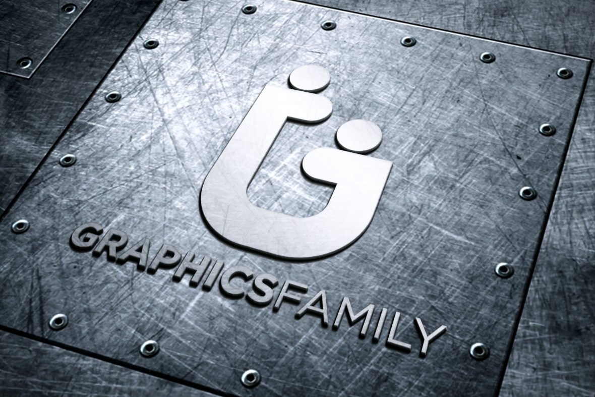 Silver Logo Mockup on Steel Background Texture – GraphicsFamily