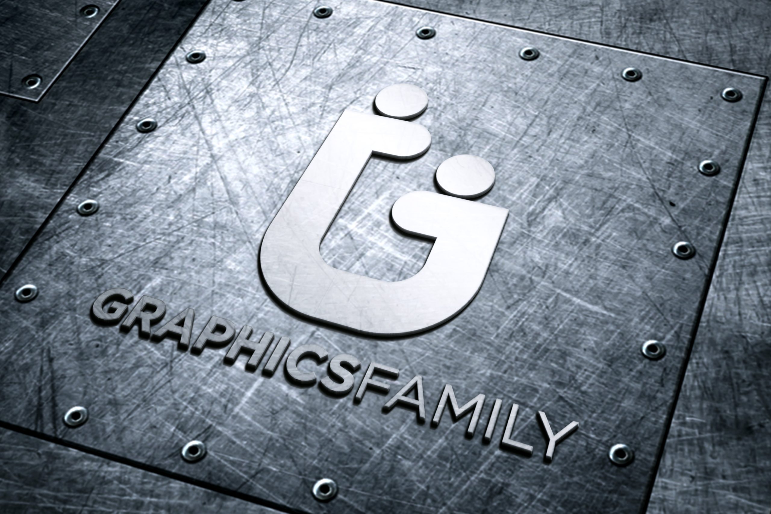 Silver Logo Mockup on Steel Background Texture