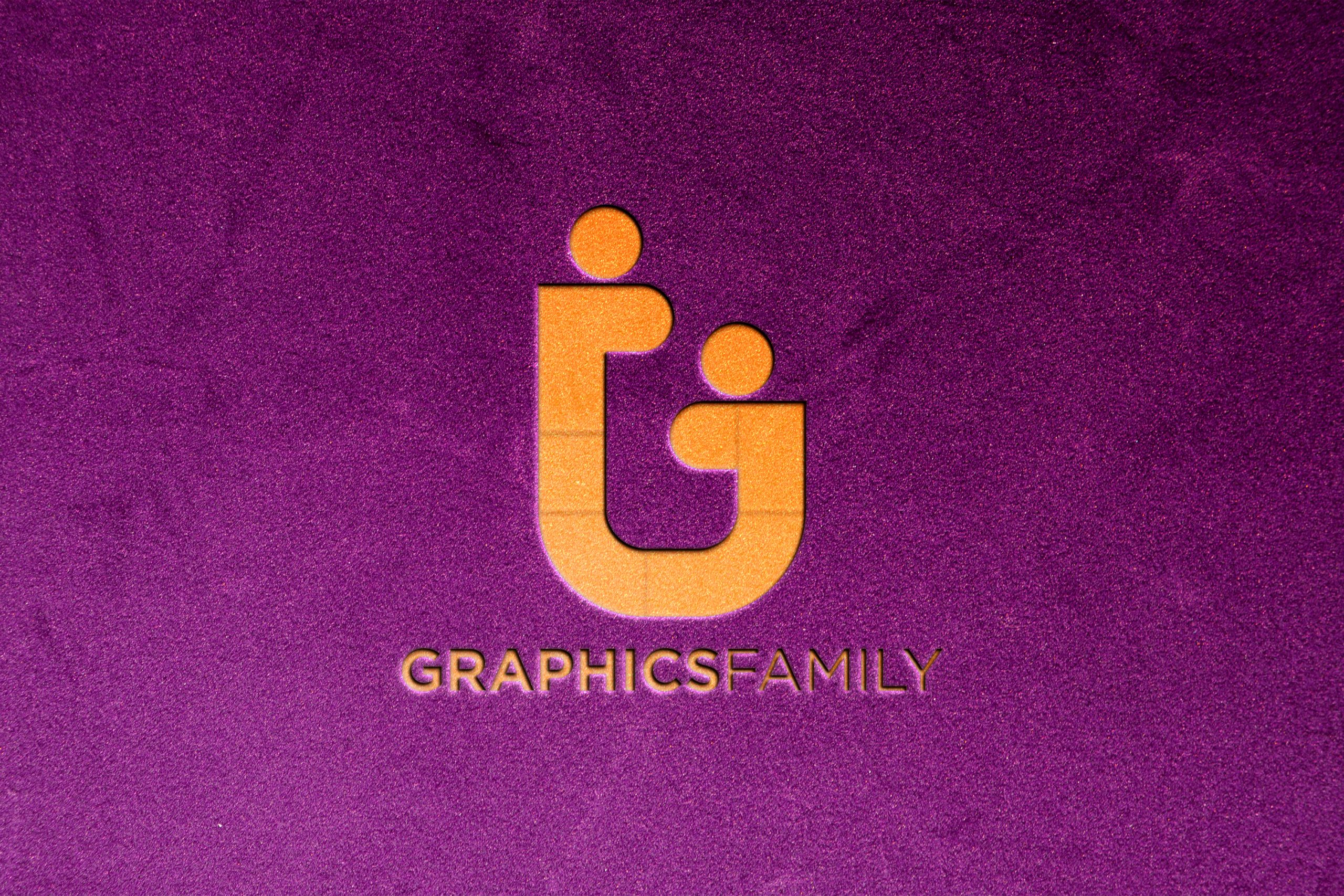 Yellow Logo Mockup on Violet Background by GraphicsFamily
