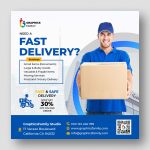 Premium PSD  Courier service social media post design