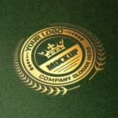 Golden Logo Mockup on Green Surface