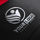 Logo Mockup on Black and Red Textile Background