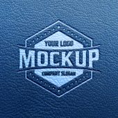 Logo Mockup on Blue Leather Background