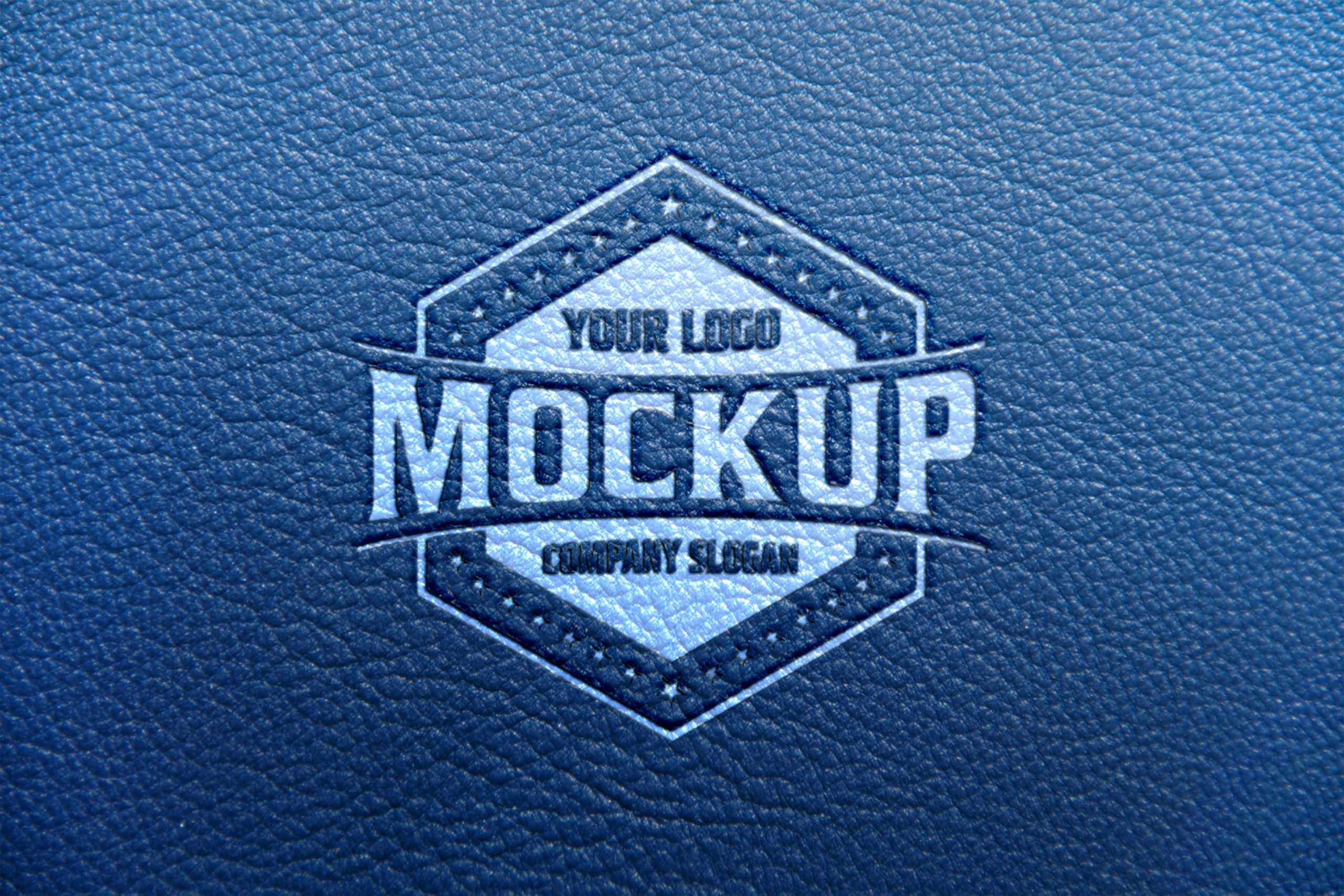Embossed Leather Logo Design Mockup Stock Template