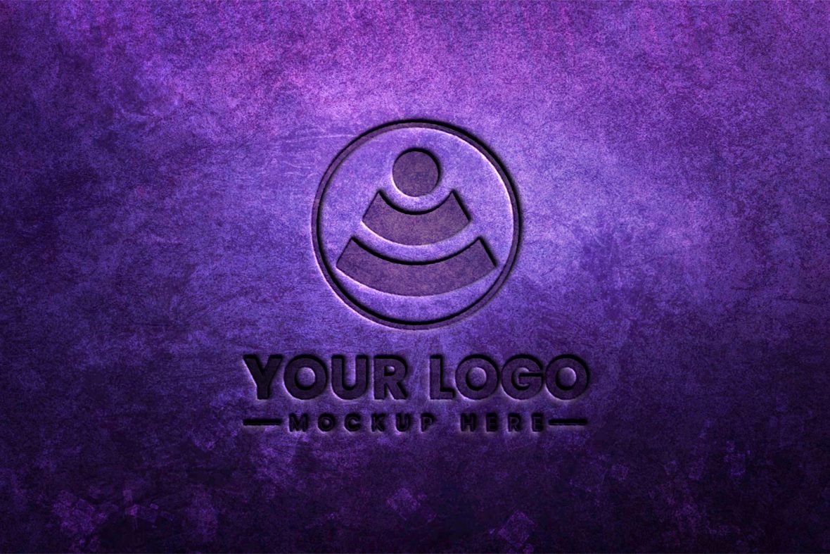 Logo Mockup on Dark Purple Background by GraphicsFamily