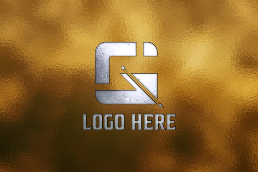 Logo Mockup on Golden Texture Background