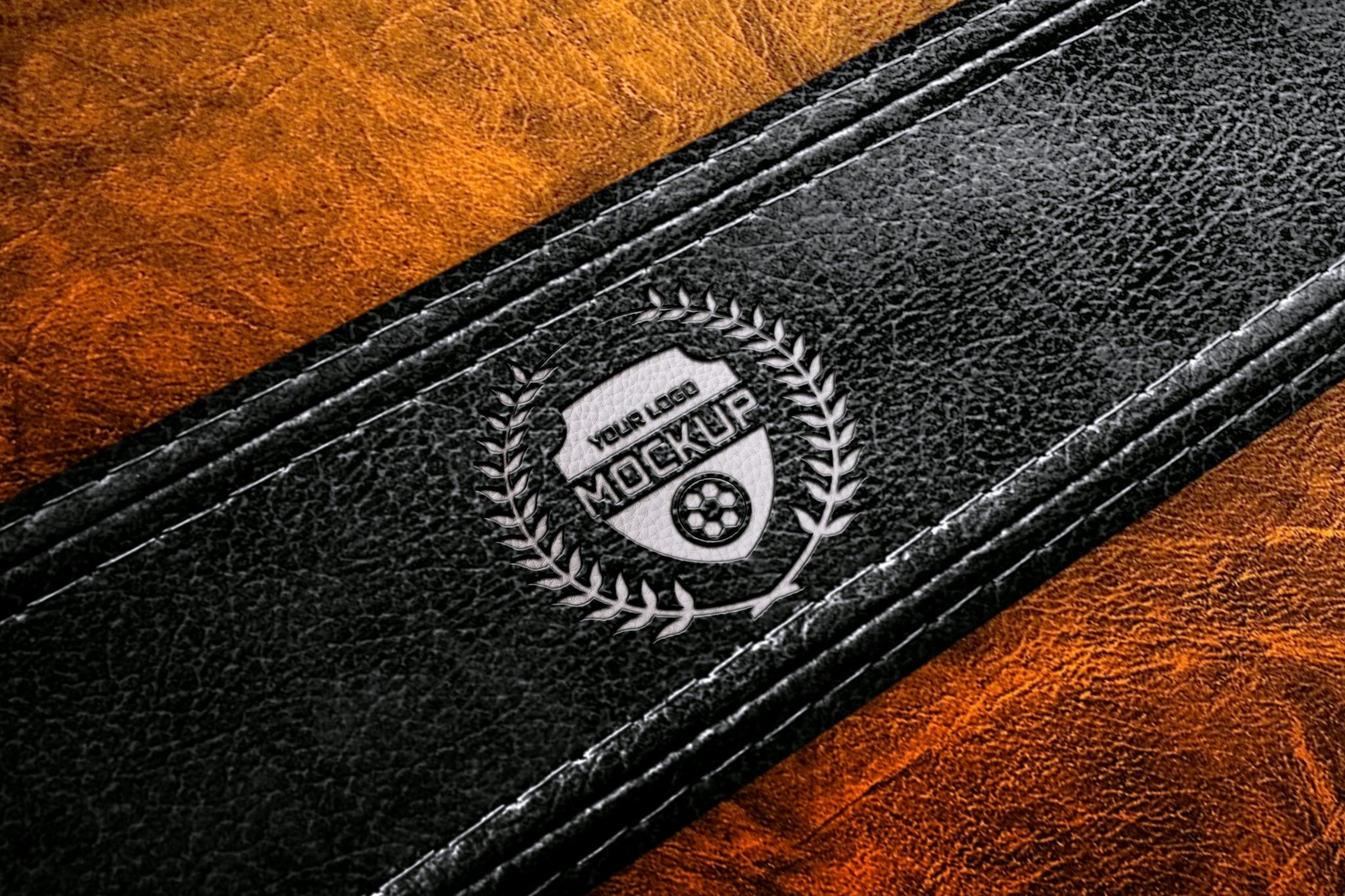 Stamp Logo Mockup on Leather GraphicsFamily
