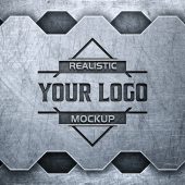 Stamping Logo Mockup Plain Metal