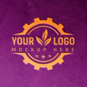 Yellow Logo Mockup on Violet Background