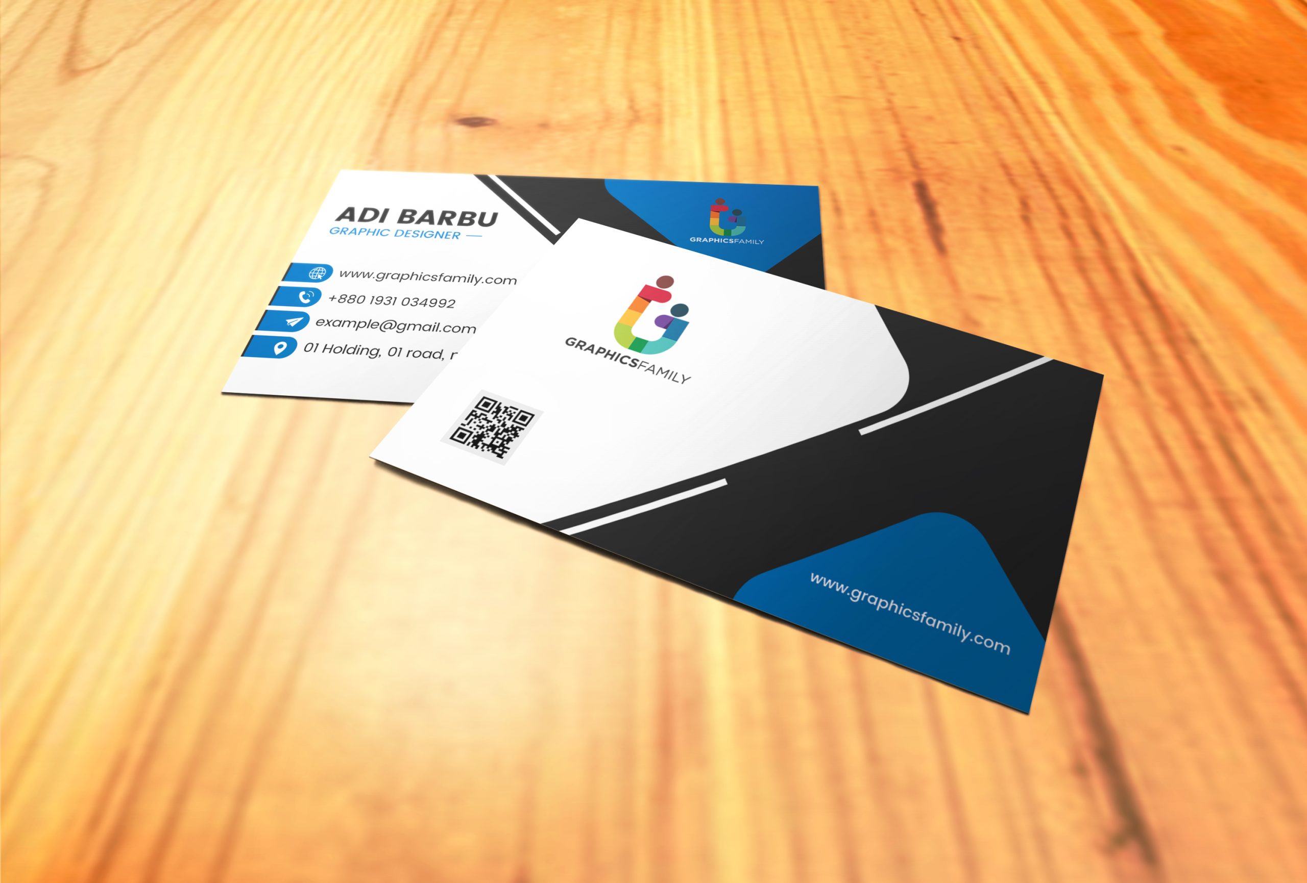 Download White, Black and Blue Business Card Template
