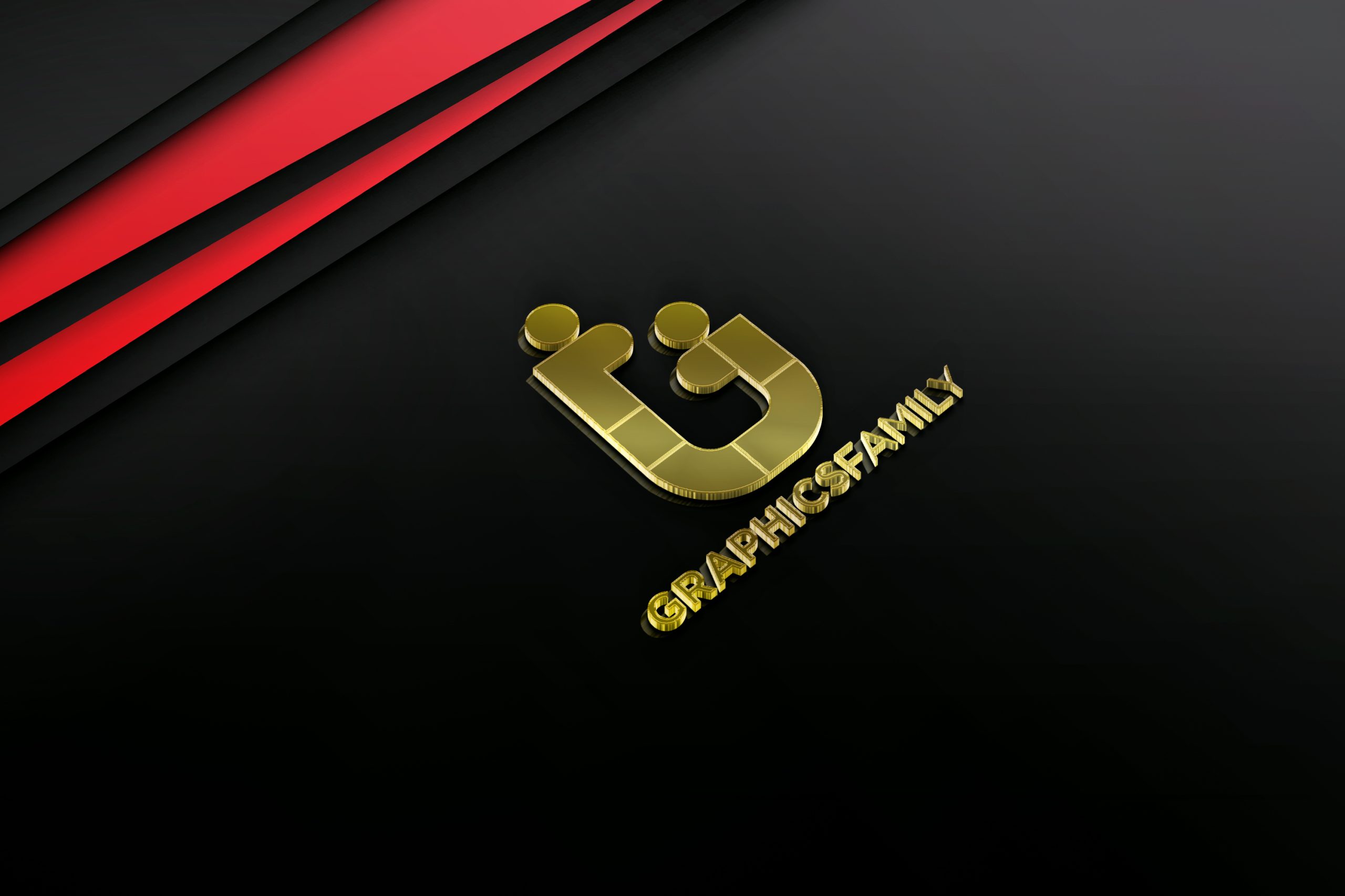 Free Download 3D Gold metallic logo mockup on Black Background